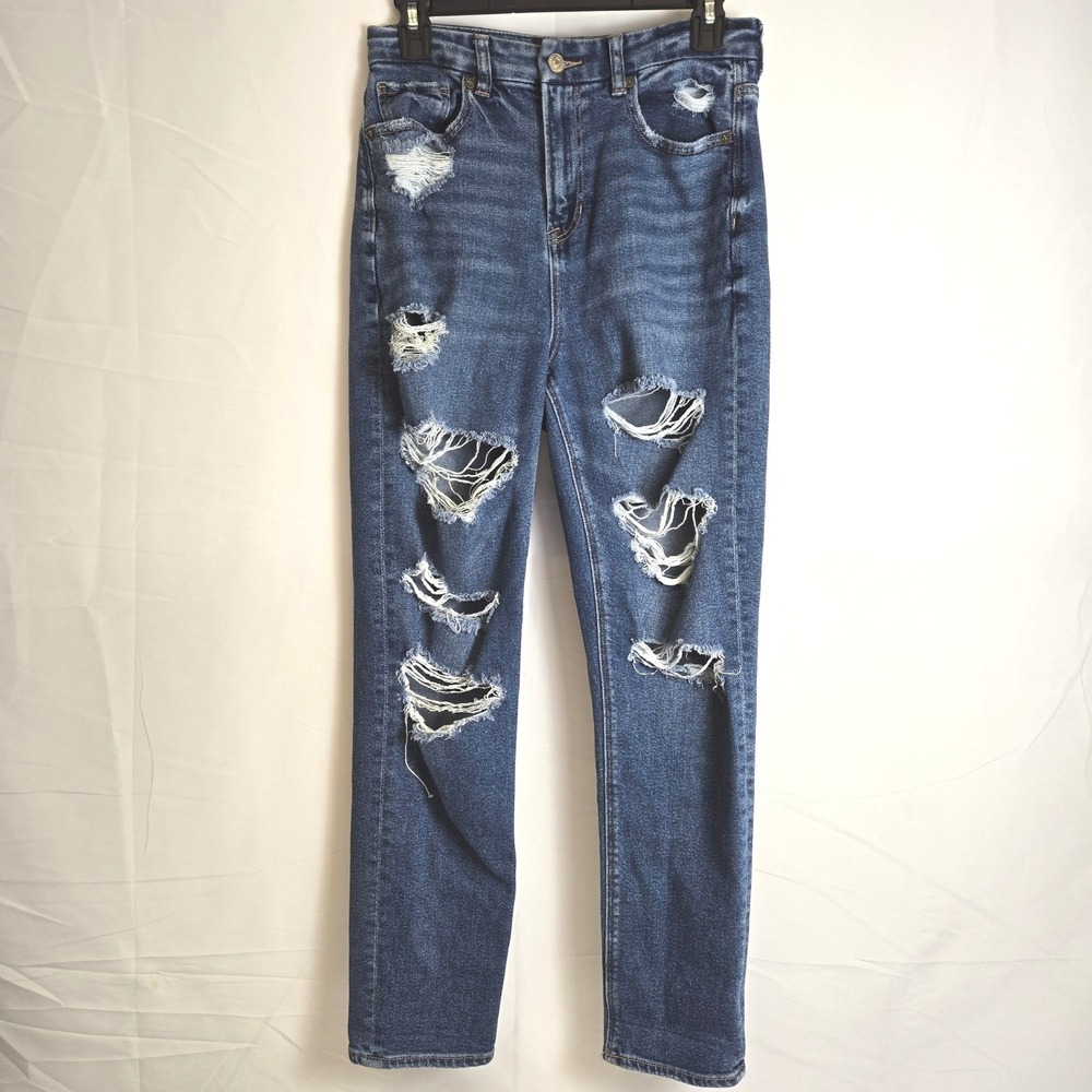 American Eagle Outfitters Distressed Mom Jean, Stretch Waist,‎ Women's Size 4